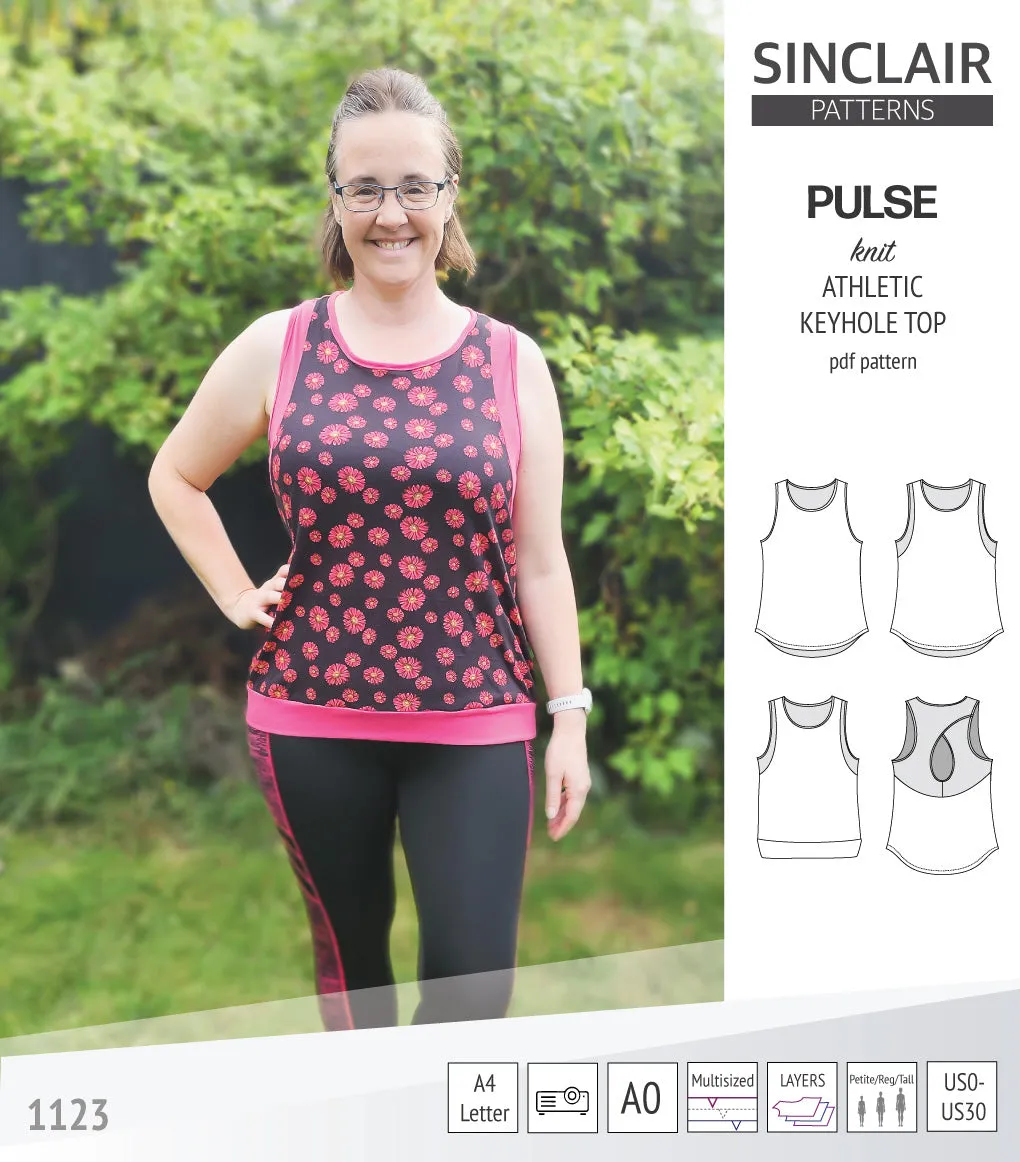 Pulse athletic knit tank top with a keyhole accent (PDF)