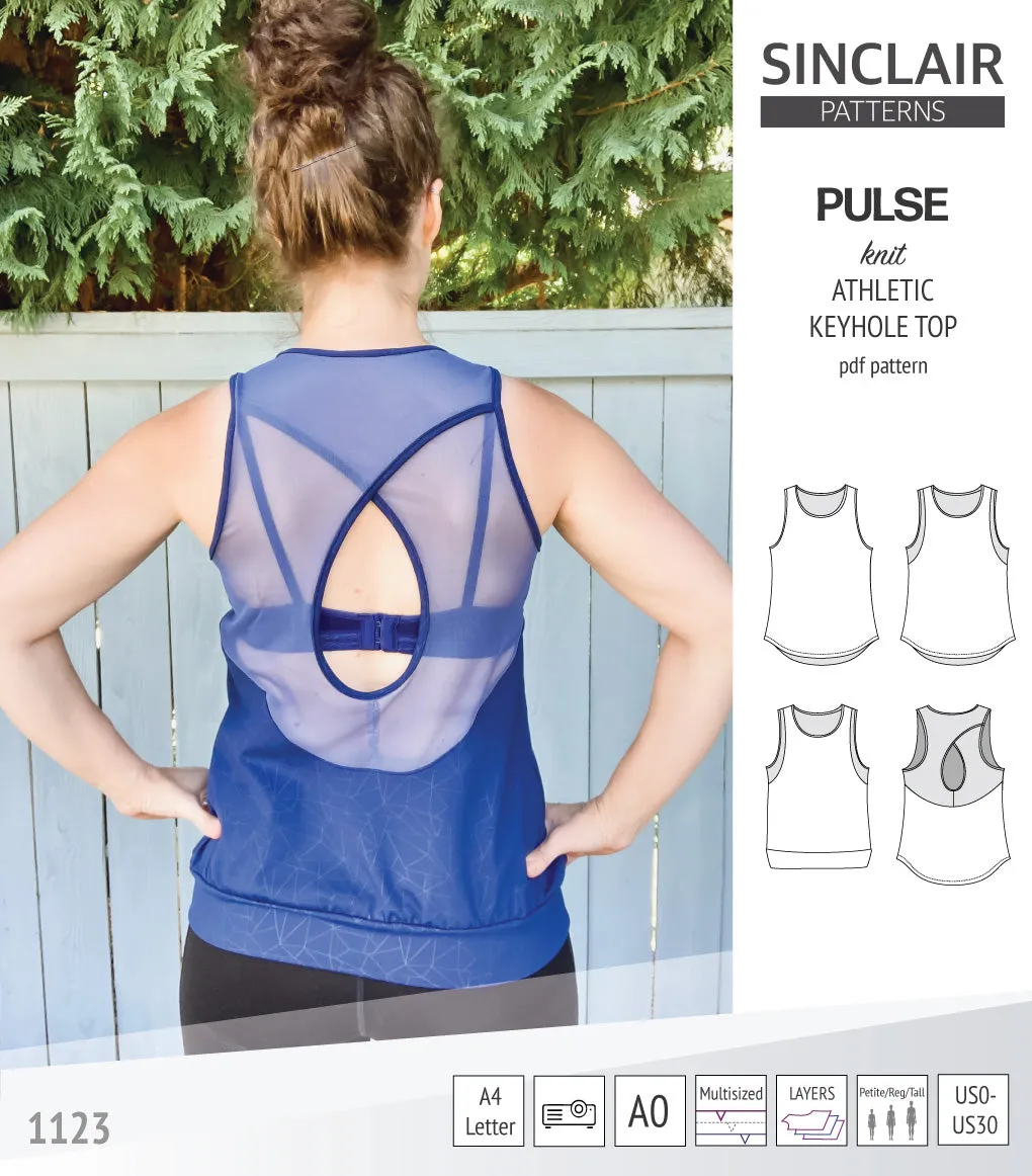 Pulse athletic knit tank top with a keyhole accent (PDF)