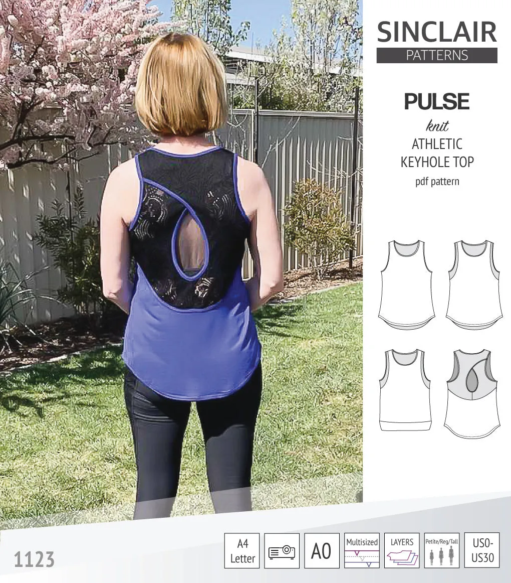 Pulse athletic knit tank top with a keyhole accent (PDF)