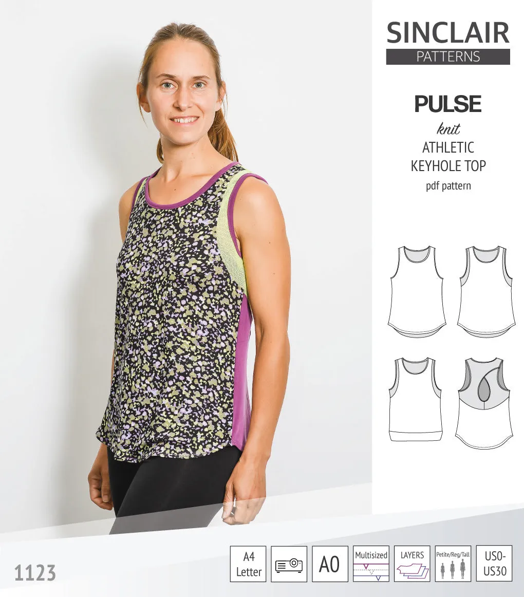 Pulse athletic knit tank top with a keyhole accent (PDF)