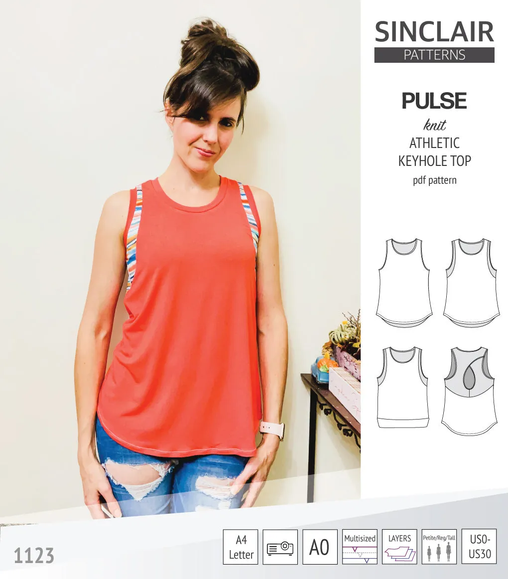 Pulse athletic knit tank top with a keyhole accent (PDF)