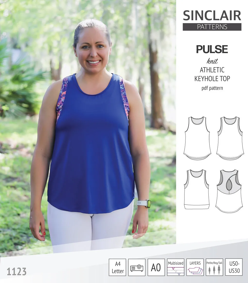 Pulse athletic knit tank top with a keyhole accent (PDF)