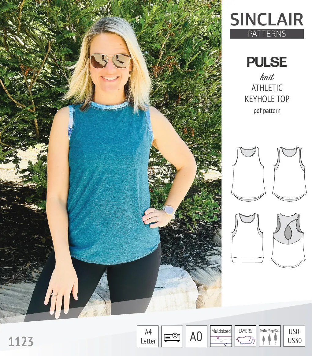 Pulse athletic knit tank top with a keyhole accent (PDF)