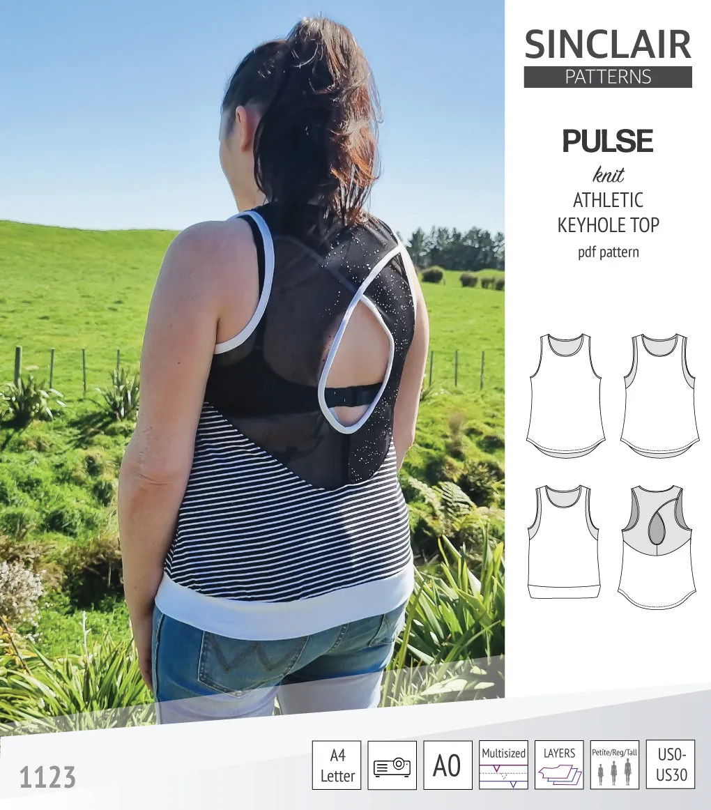 Pulse athletic knit tank top with a keyhole accent (PDF)