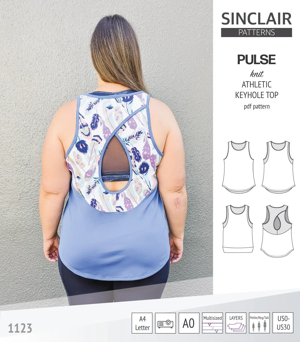 Pulse athletic knit tank top with a keyhole accent (PDF)