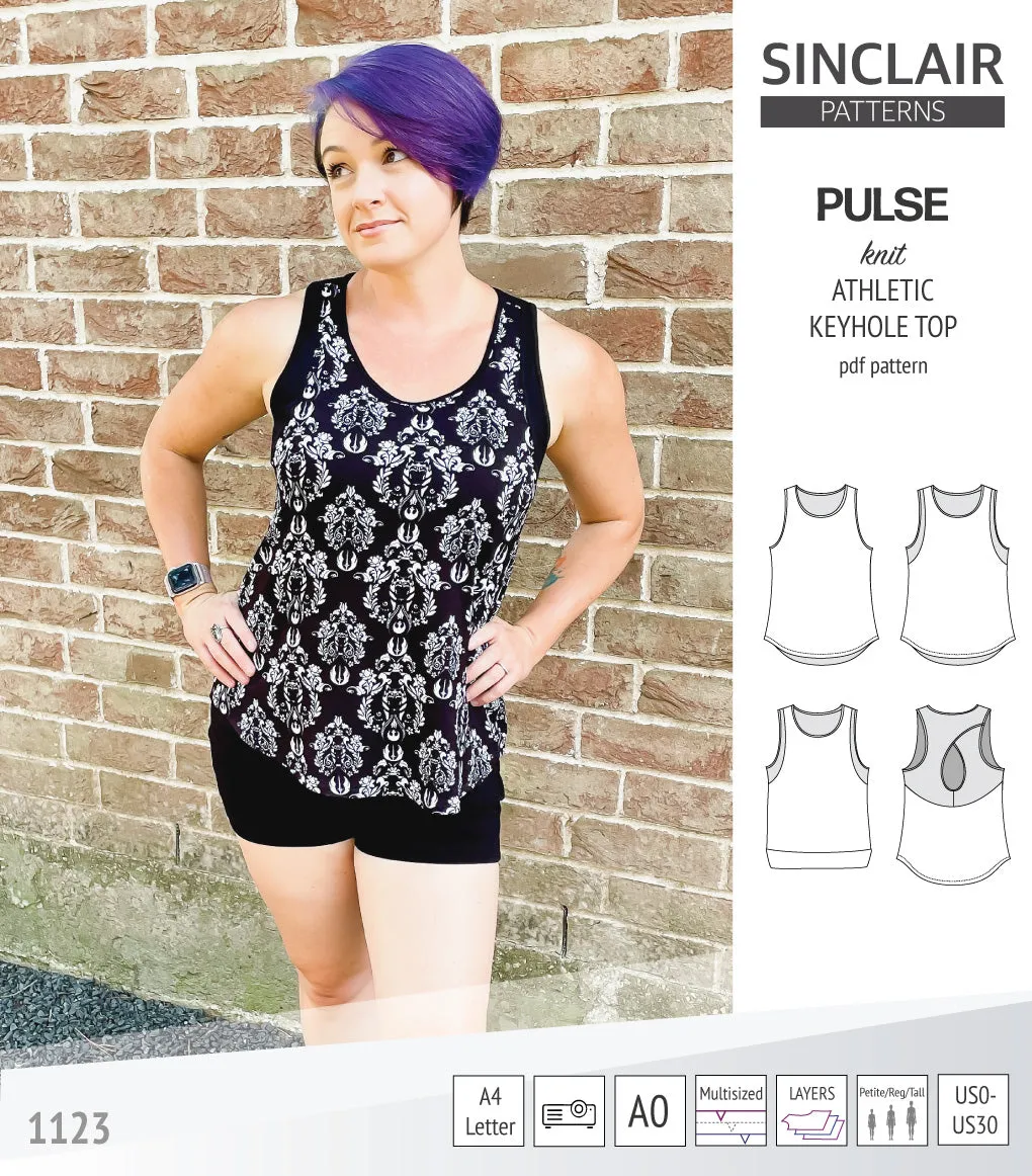 Pulse athletic knit tank top with a keyhole accent (PDF)