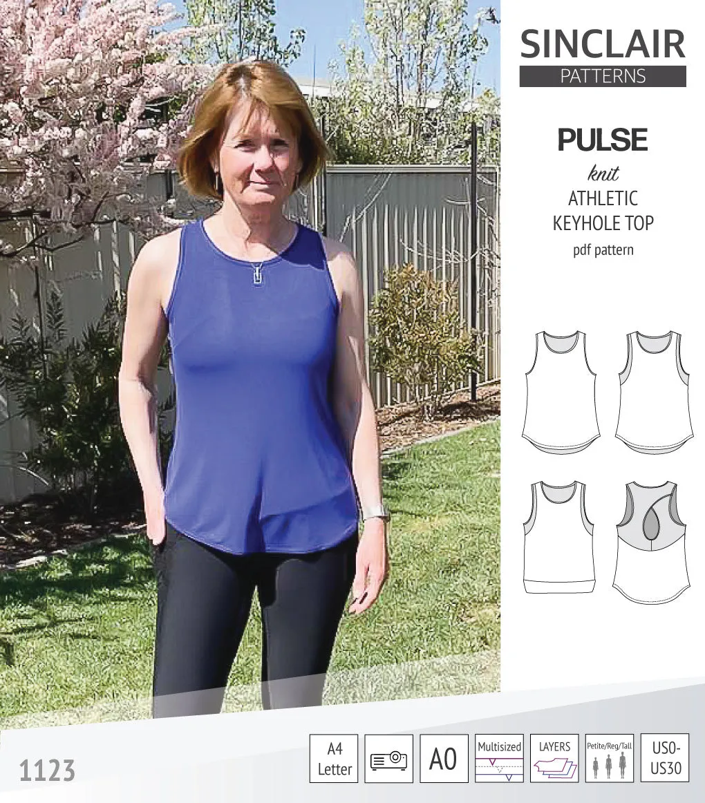 Pulse athletic knit tank top with a keyhole accent (PDF)