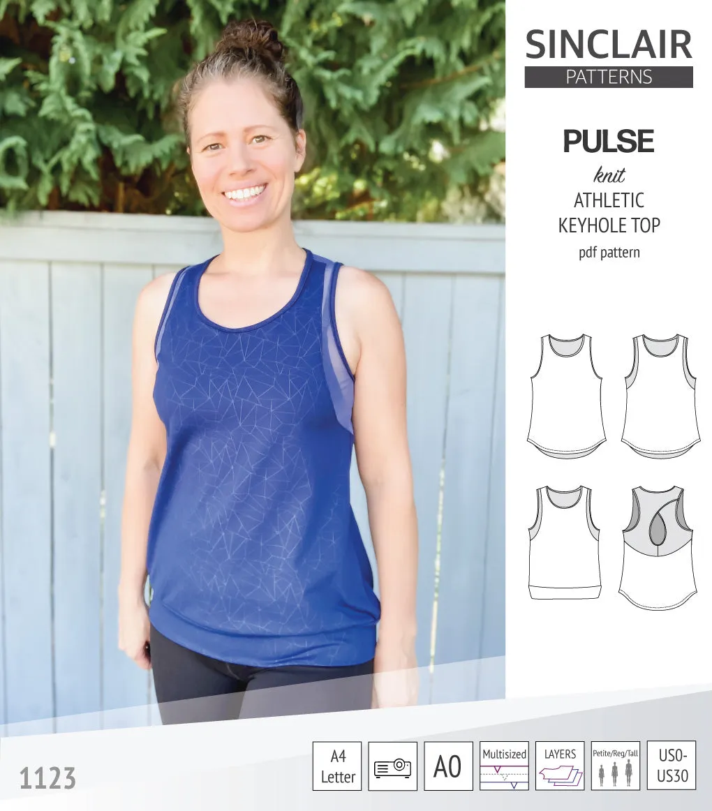Pulse athletic knit tank top with a keyhole accent (PDF)