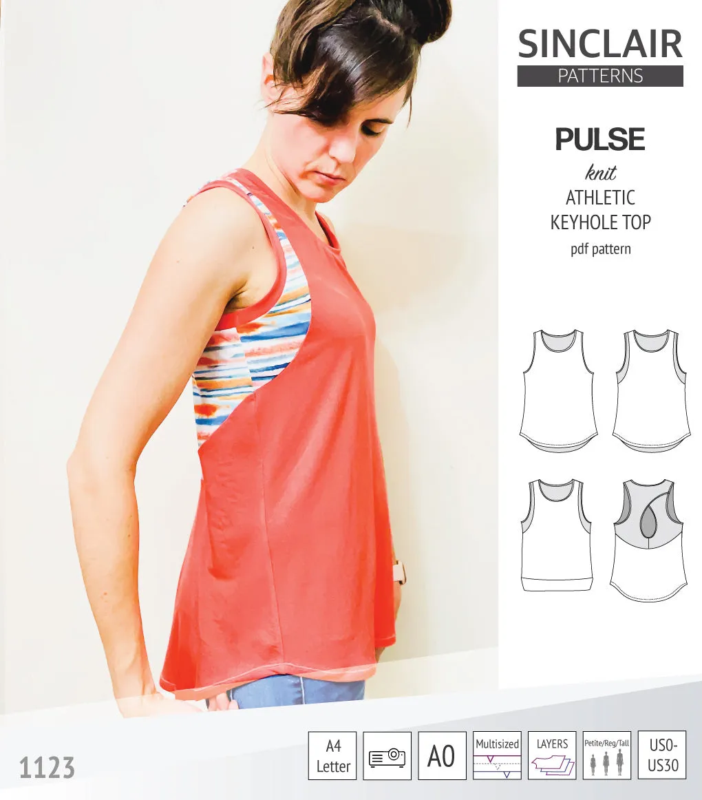 Pulse athletic knit tank top with a keyhole accent (PDF)