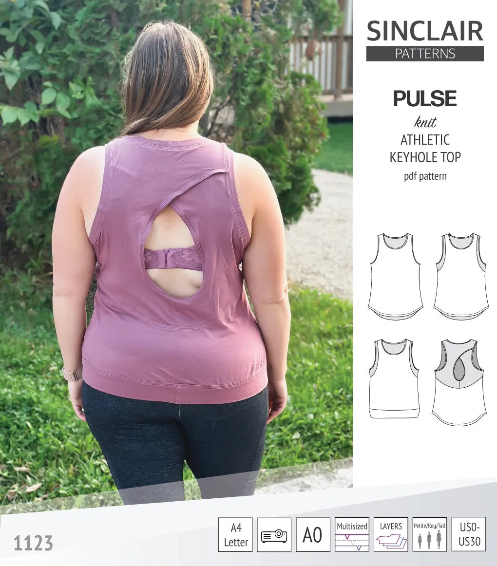 Pulse athletic knit tank top with a keyhole accent (PDF)