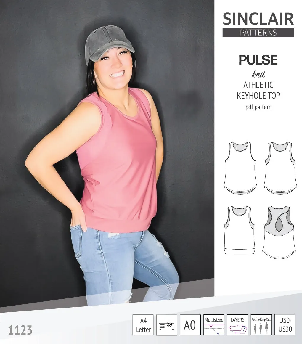 Pulse athletic knit tank top with a keyhole accent (PDF)