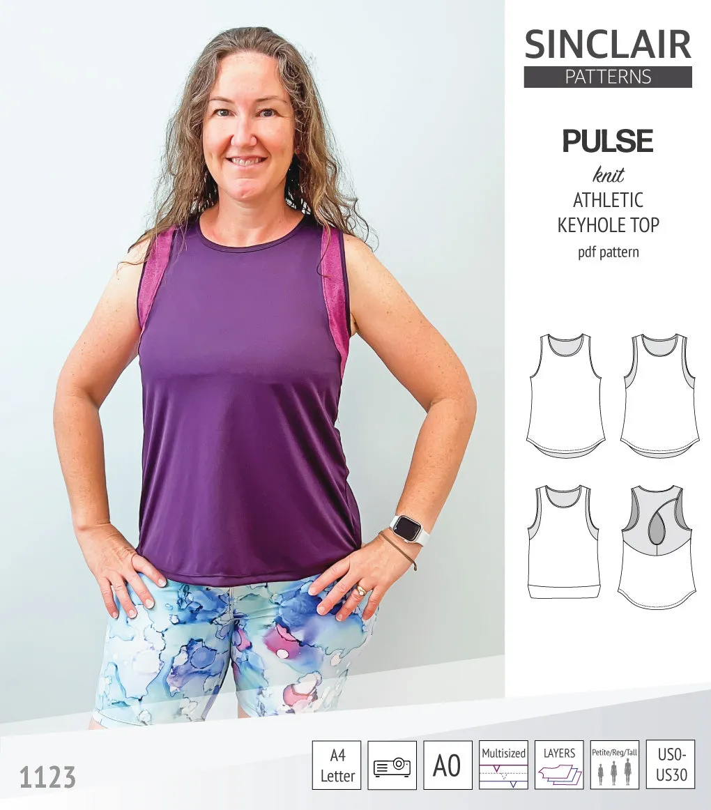 Pulse athletic knit tank top with a keyhole accent (PDF)