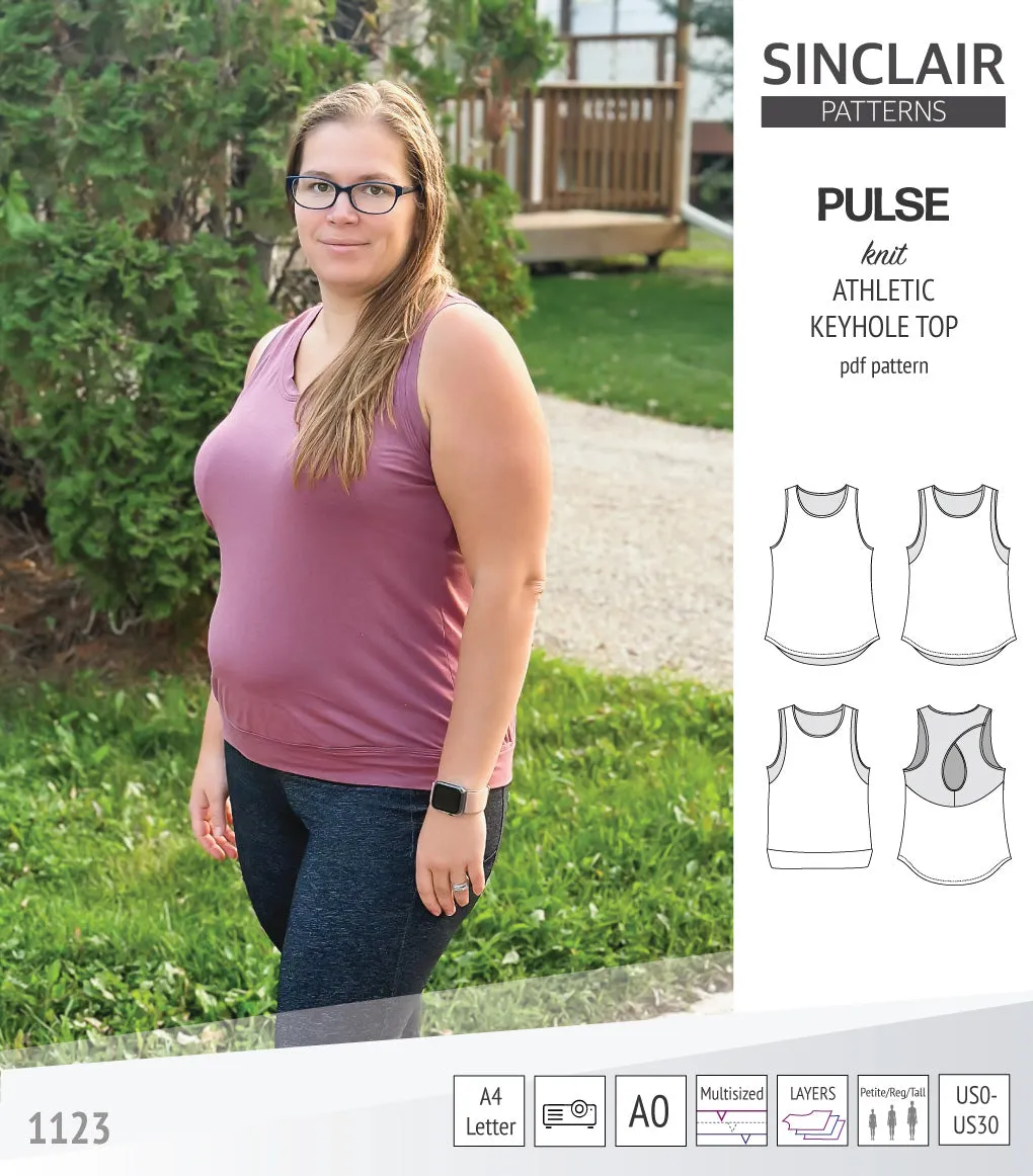 Pulse athletic knit tank top with a keyhole accent (PDF)