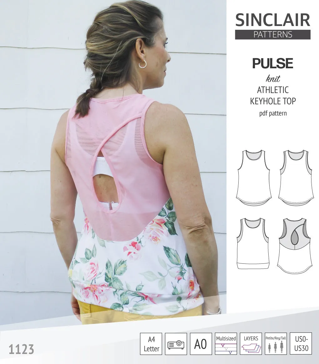 Pulse athletic knit tank top with a keyhole accent (PDF)