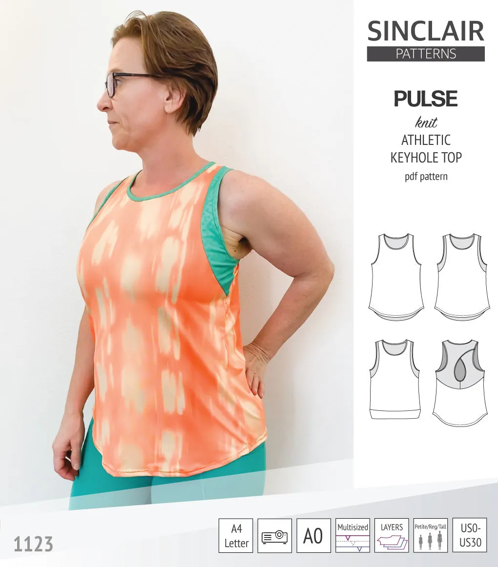 Pulse athletic knit tank top with a keyhole accent (PDF)