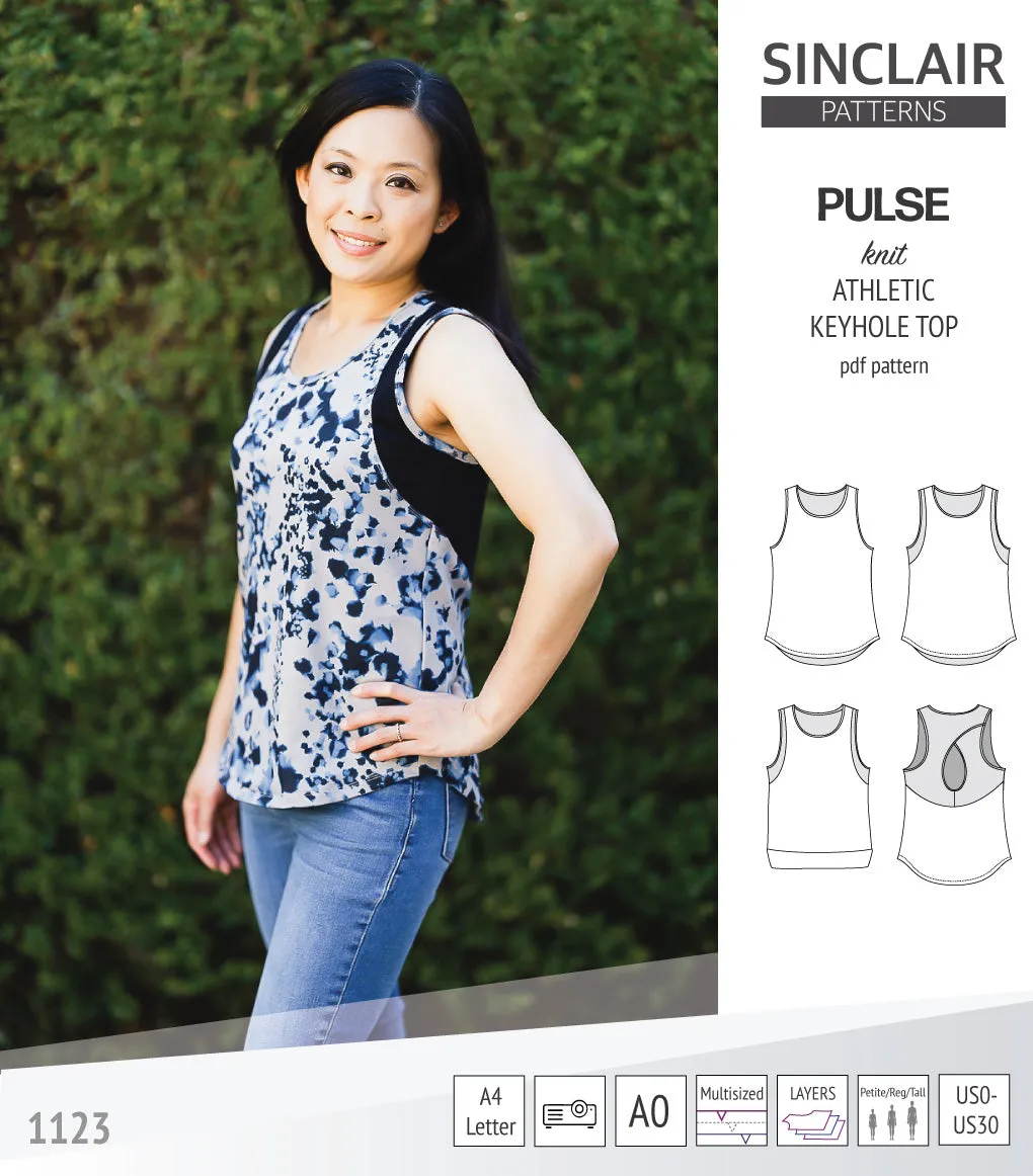 Pulse athletic knit tank top with a keyhole accent (PDF)