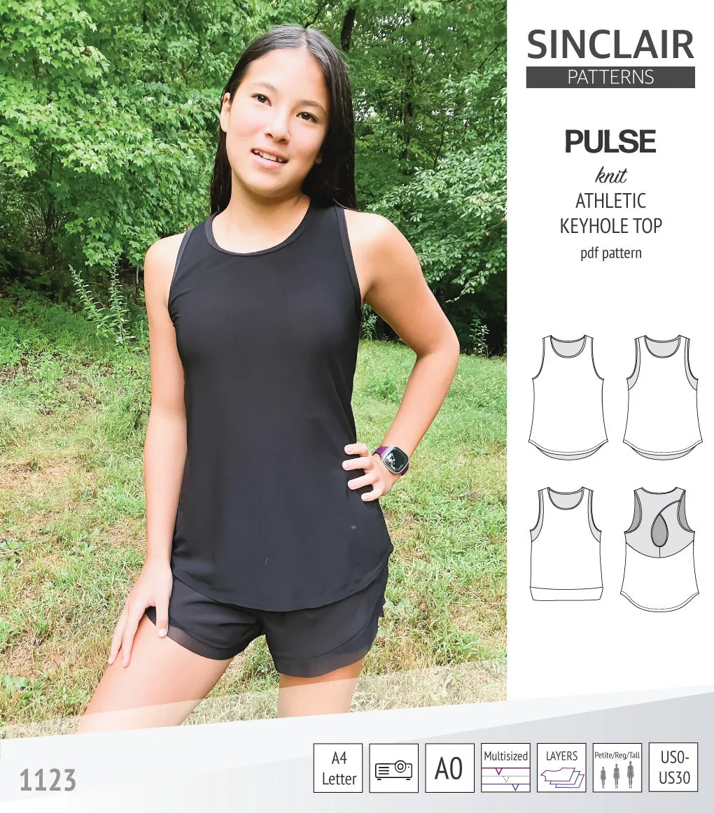 Pulse athletic knit tank top with a keyhole accent (PDF)