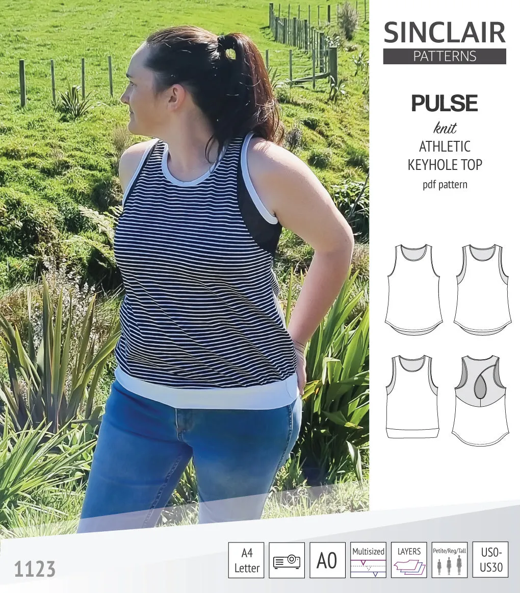 Pulse athletic knit tank top with a keyhole accent (PDF)