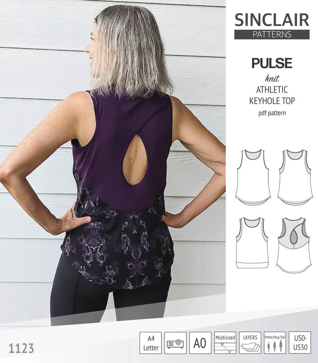 Pulse athletic knit tank top with a keyhole accent (PDF)