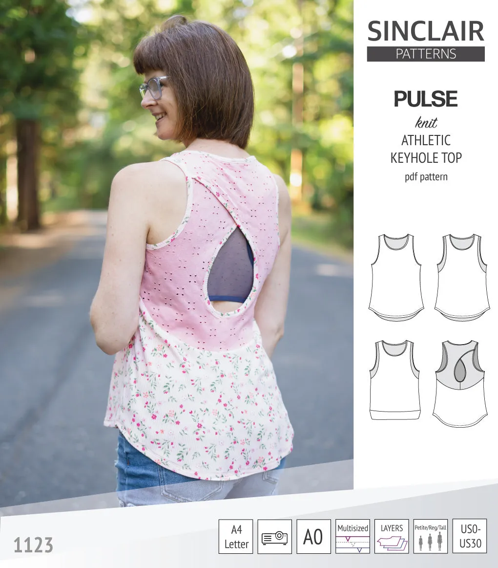 Pulse athletic knit tank top with a keyhole accent (PDF)