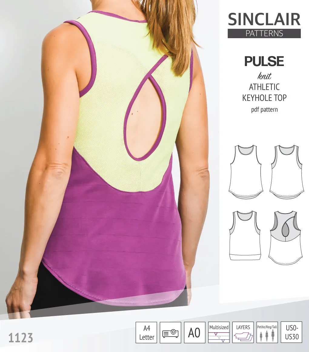 Pulse athletic knit tank top with a keyhole accent (PDF)