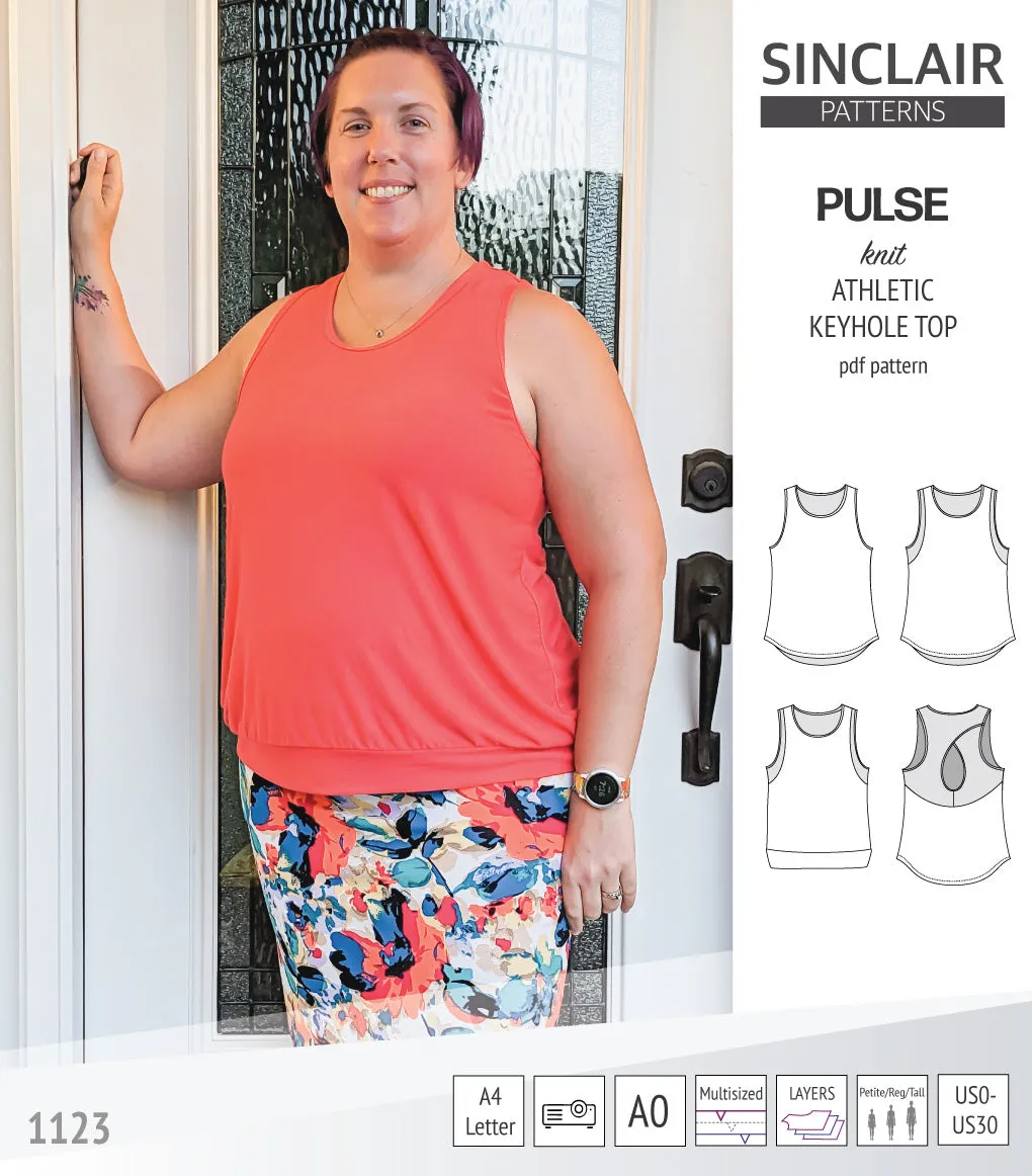 Pulse athletic knit tank top with a keyhole accent (PDF)