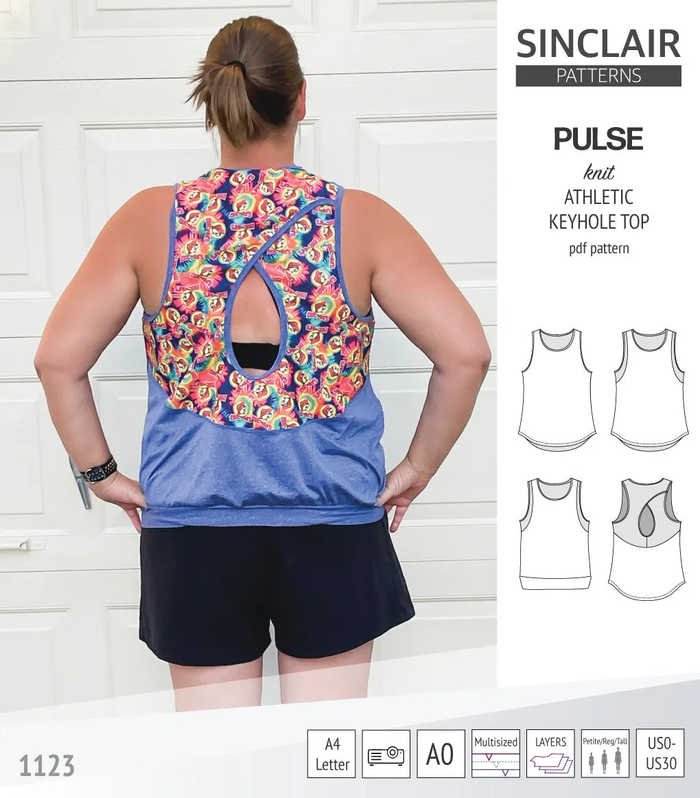 Pulse athletic knit tank top with a keyhole accent (PDF)