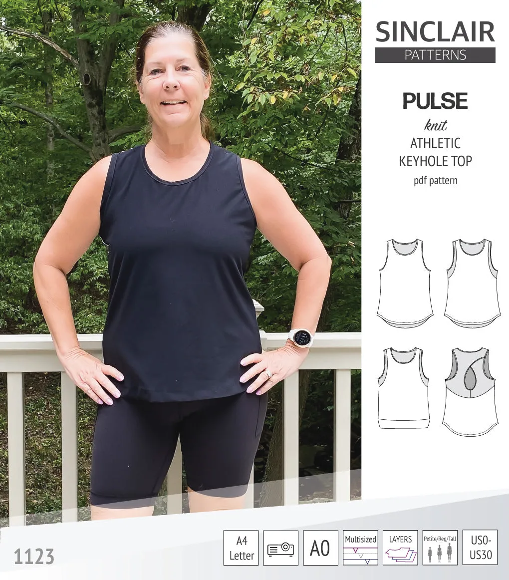 Pulse athletic knit tank top with a keyhole accent (PDF)