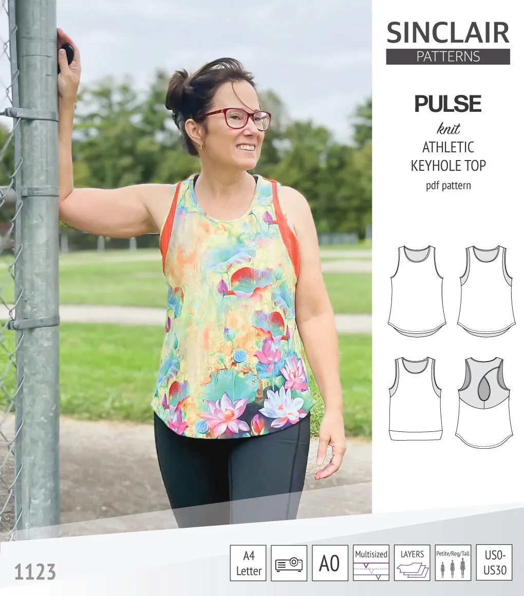 Pulse athletic knit tank top with a keyhole accent (PDF)