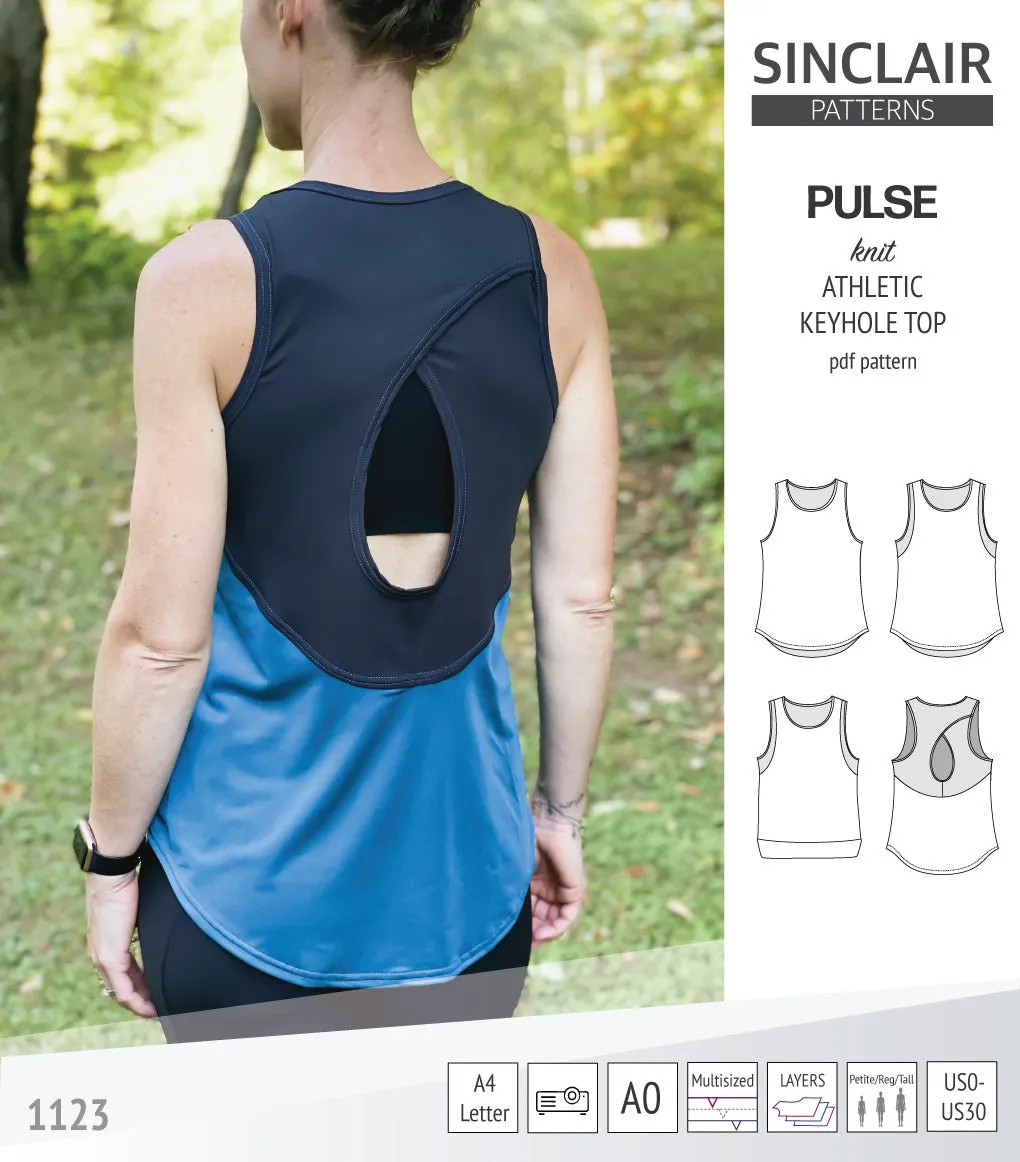Pulse athletic knit tank top with a keyhole accent (PDF)