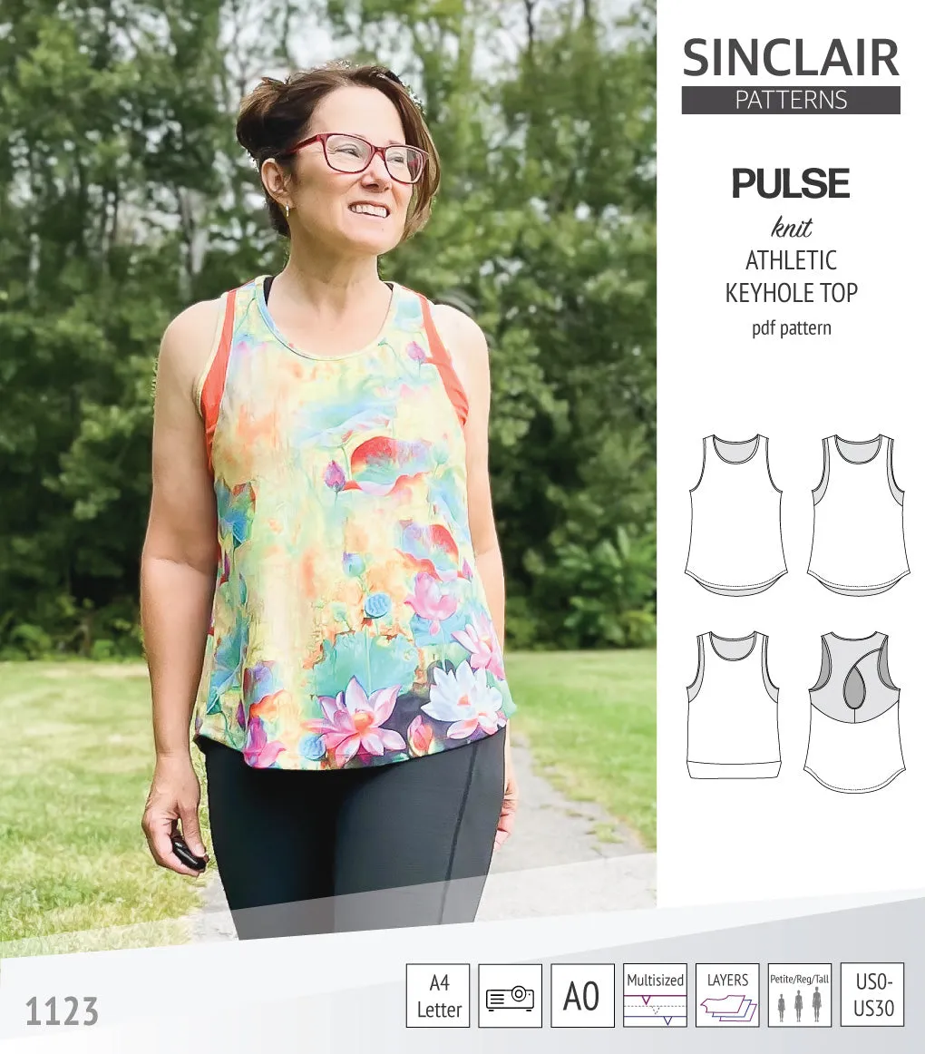 Pulse athletic knit tank top with a keyhole accent (PDF)