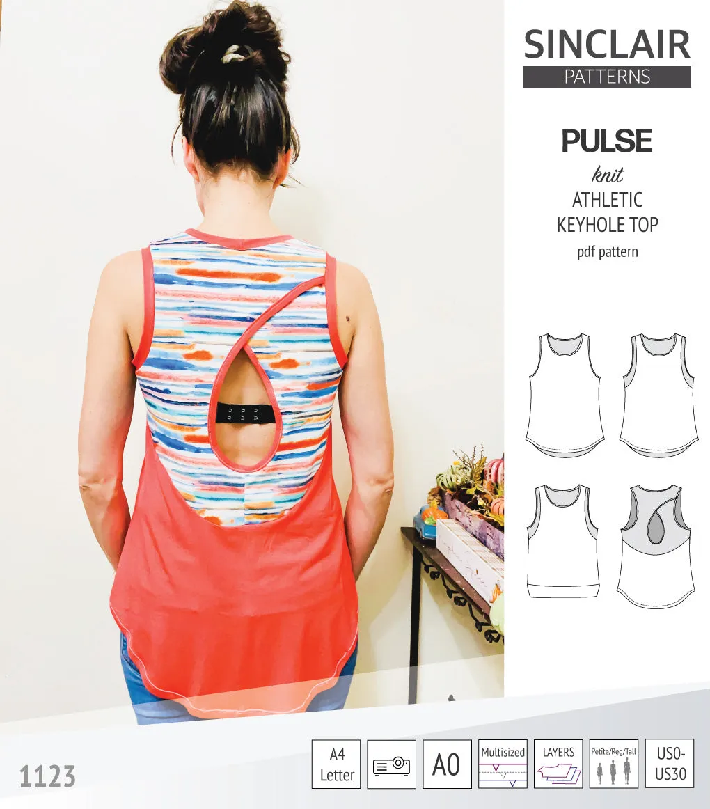 Pulse athletic knit tank top with a keyhole accent (PDF)