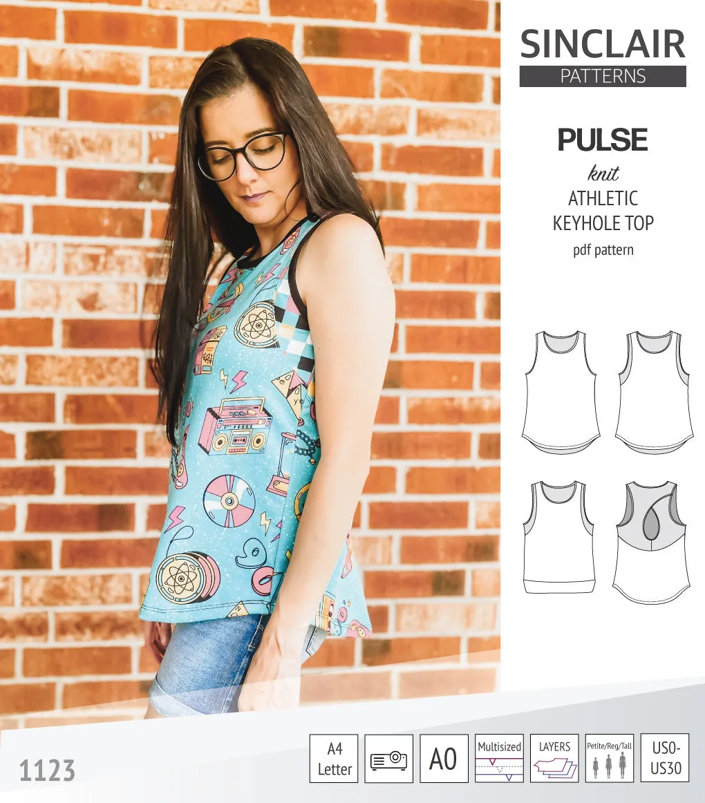 Pulse athletic knit tank top with a keyhole accent (PDF)