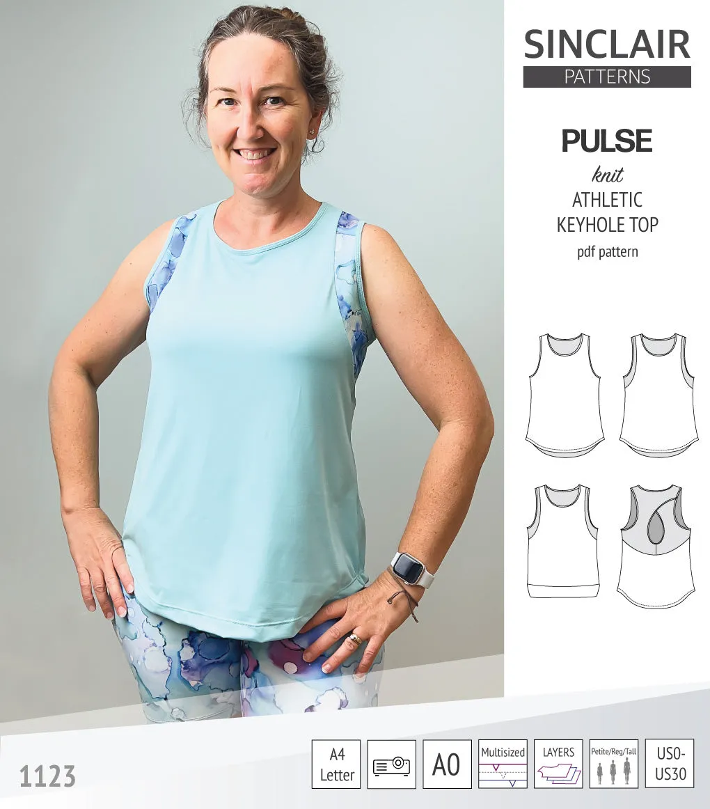 Pulse athletic knit tank top with a keyhole accent (PDF)