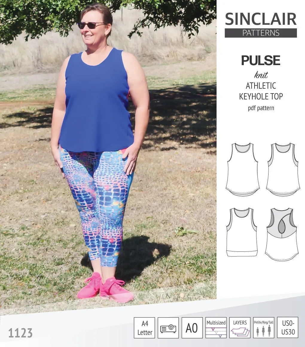 Pulse athletic knit tank top with a keyhole accent (PDF)