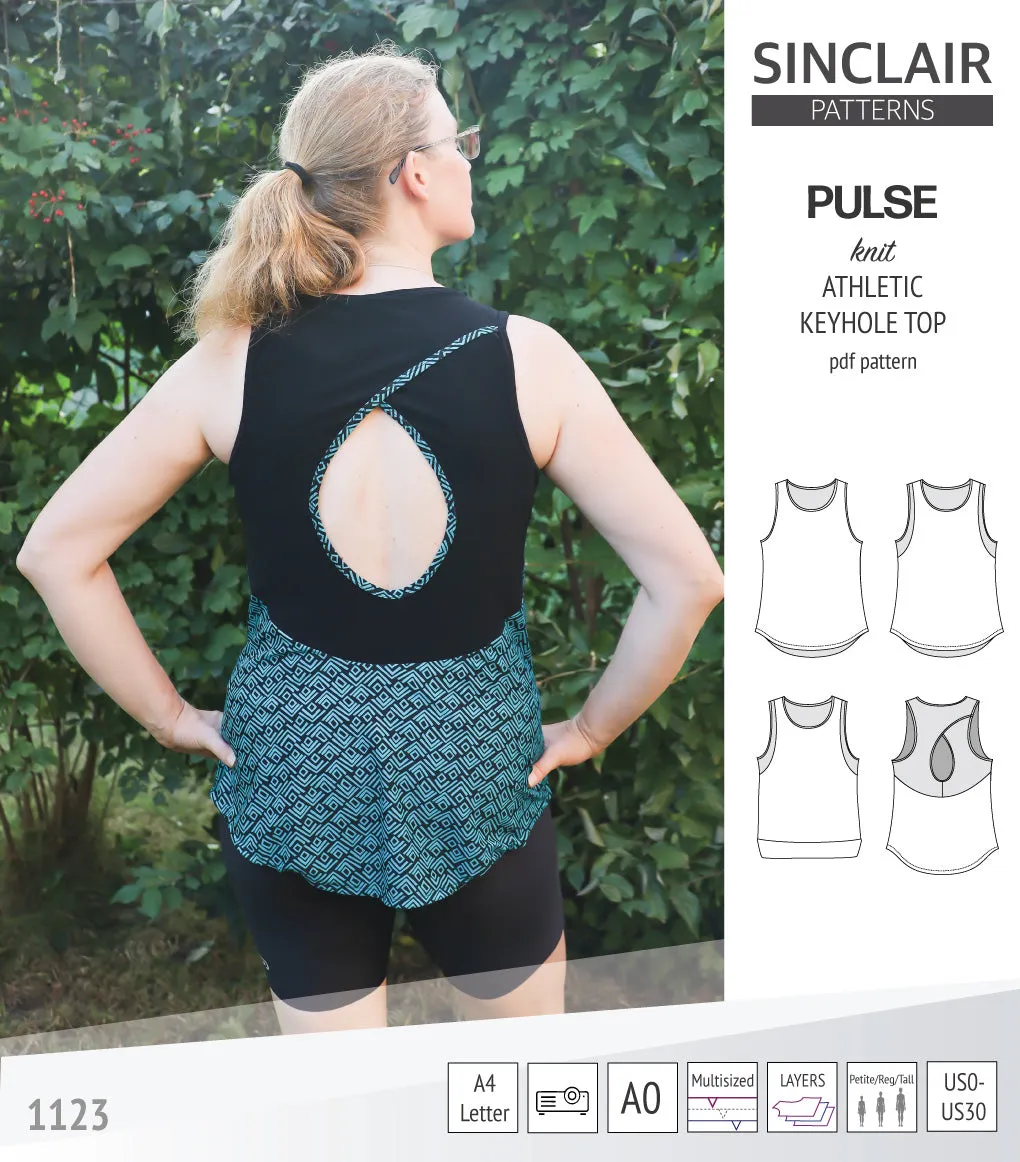 Pulse athletic knit tank top with a keyhole accent (PDF)