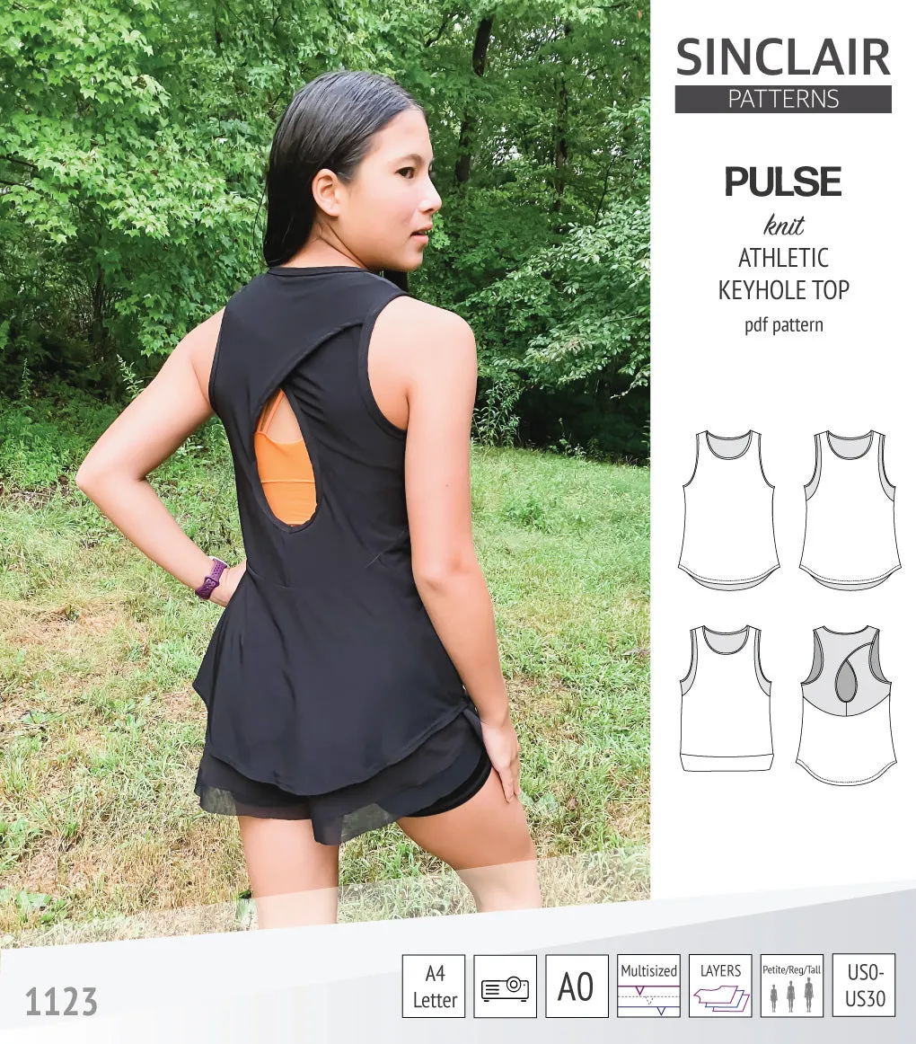 Pulse athletic knit tank top with a keyhole accent (PDF)