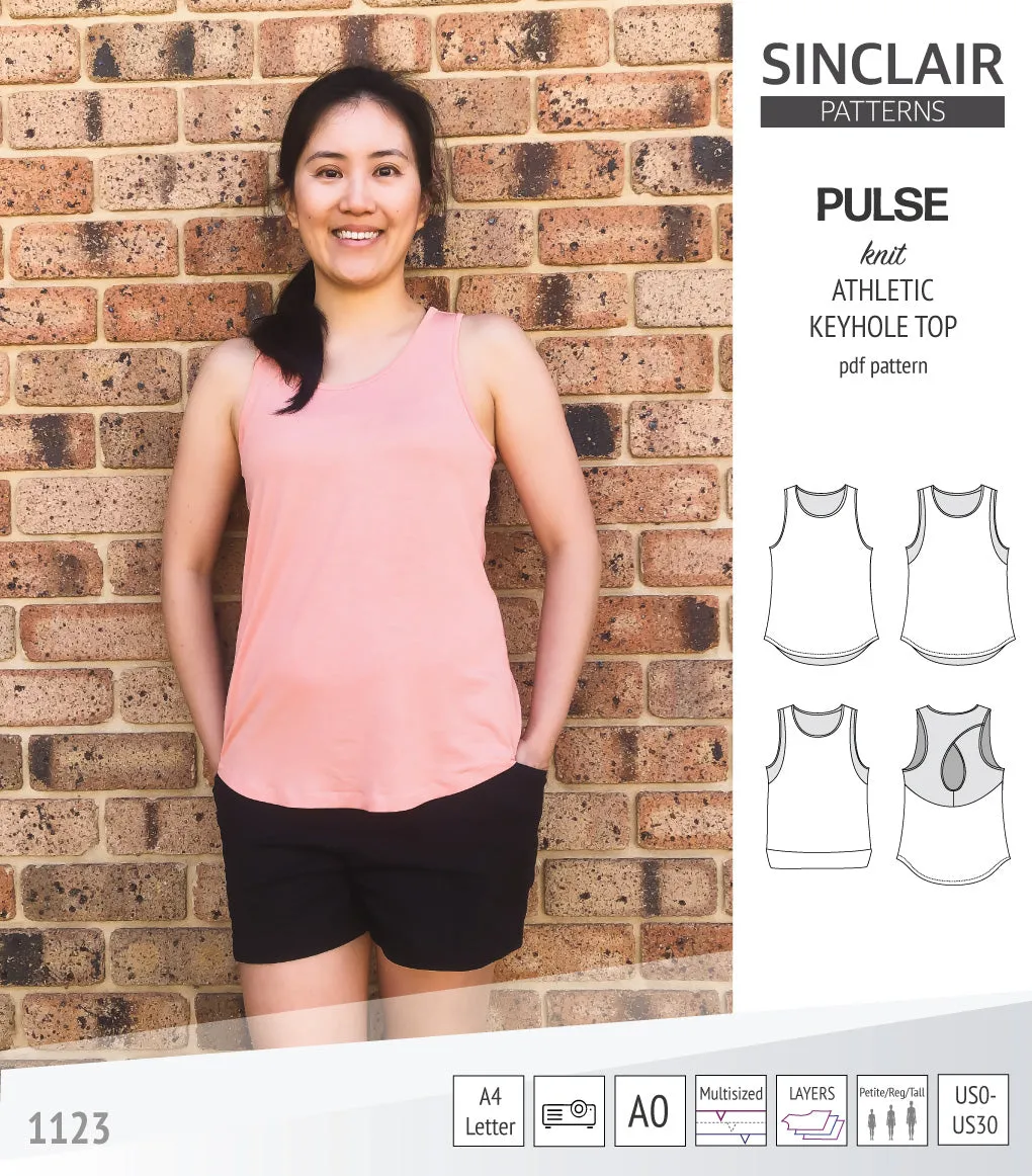 Pulse athletic knit tank top with a keyhole accent (PDF)