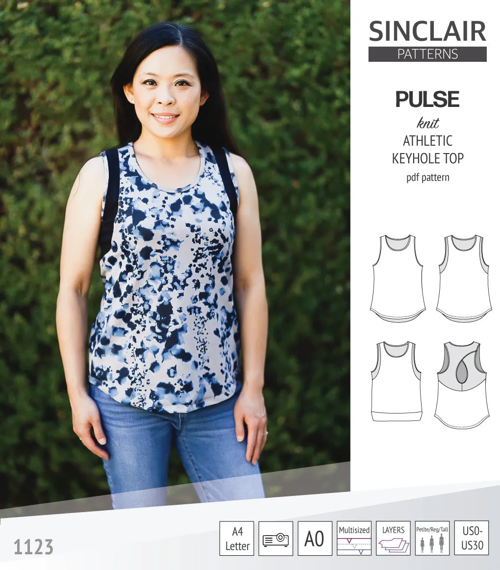 Pulse athletic knit tank top with a keyhole accent (PDF)