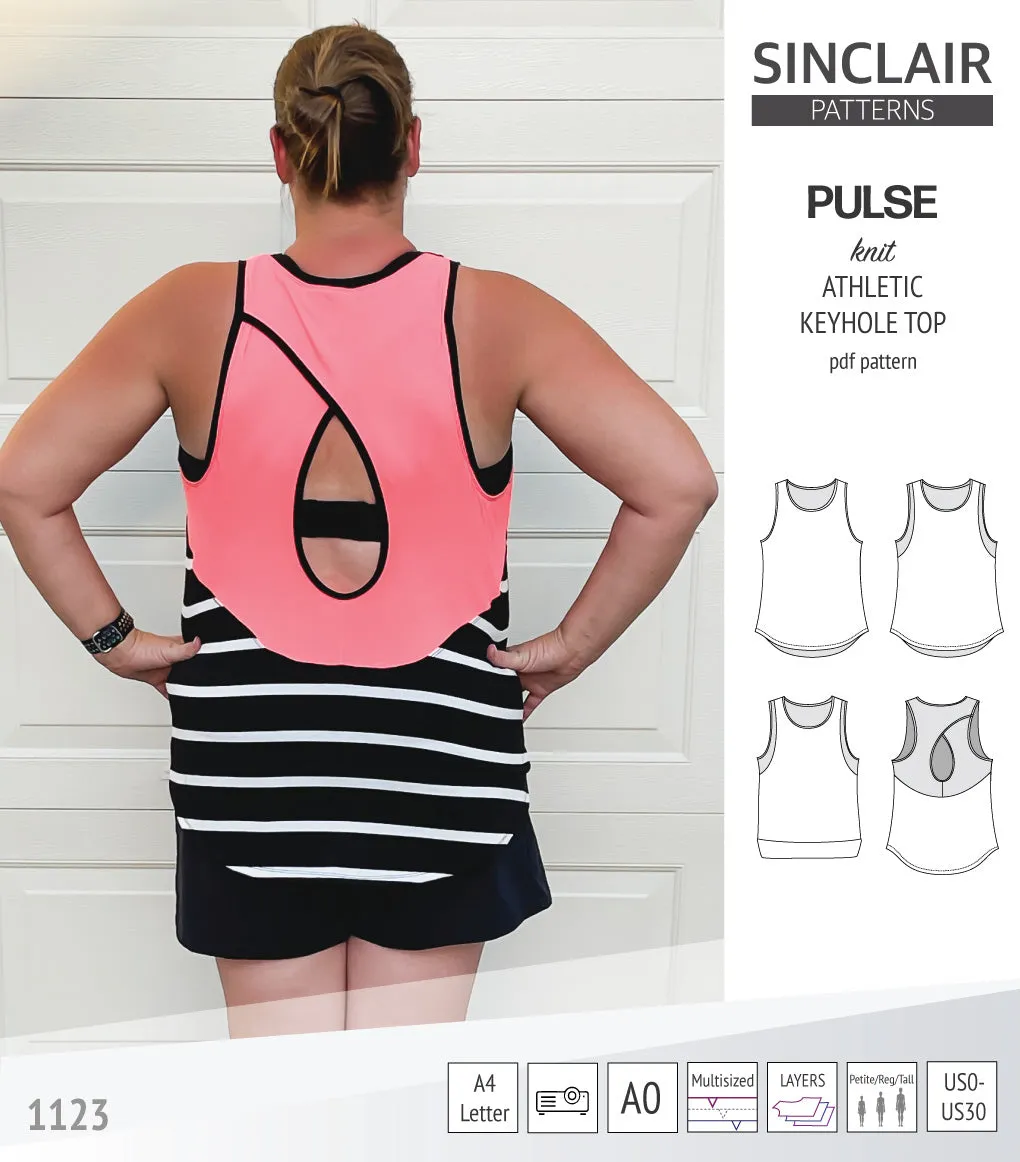 Pulse athletic knit tank top with a keyhole accent (PDF)