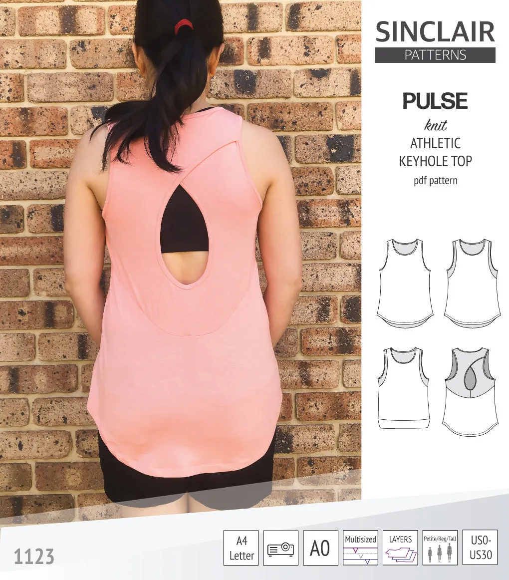 Pulse athletic knit tank top with a keyhole accent (PDF)