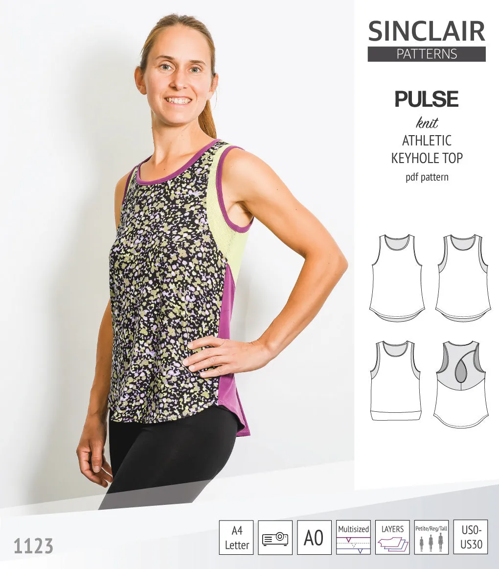Pulse athletic knit tank top with a keyhole accent (PDF)