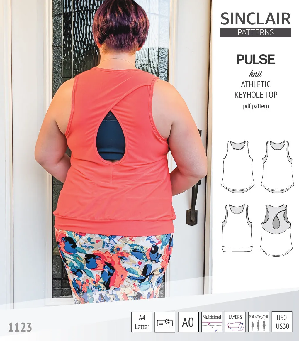 Pulse athletic knit tank top with a keyhole accent (PDF)