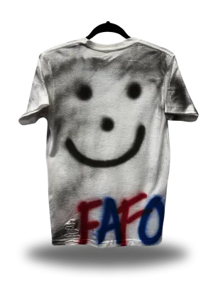 PUNK RED AND BLUE FAFO ROAD RASH WHITE TEE