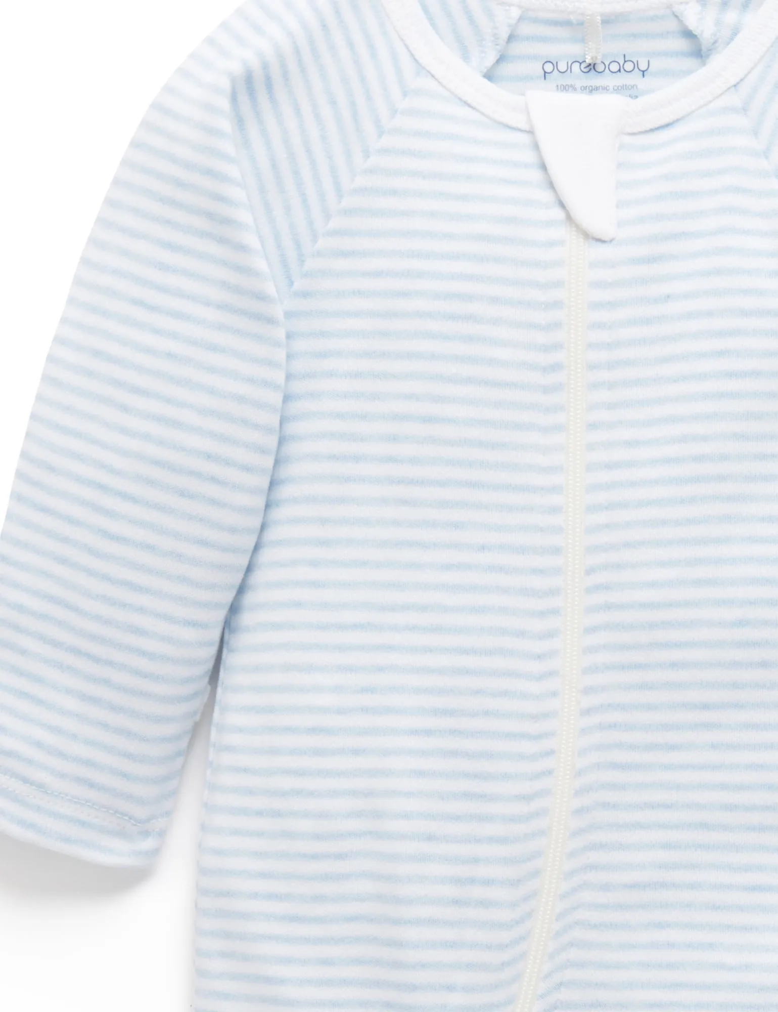 Purebaby Organic Growsuit & Hat Set - Blue Melange Stripe