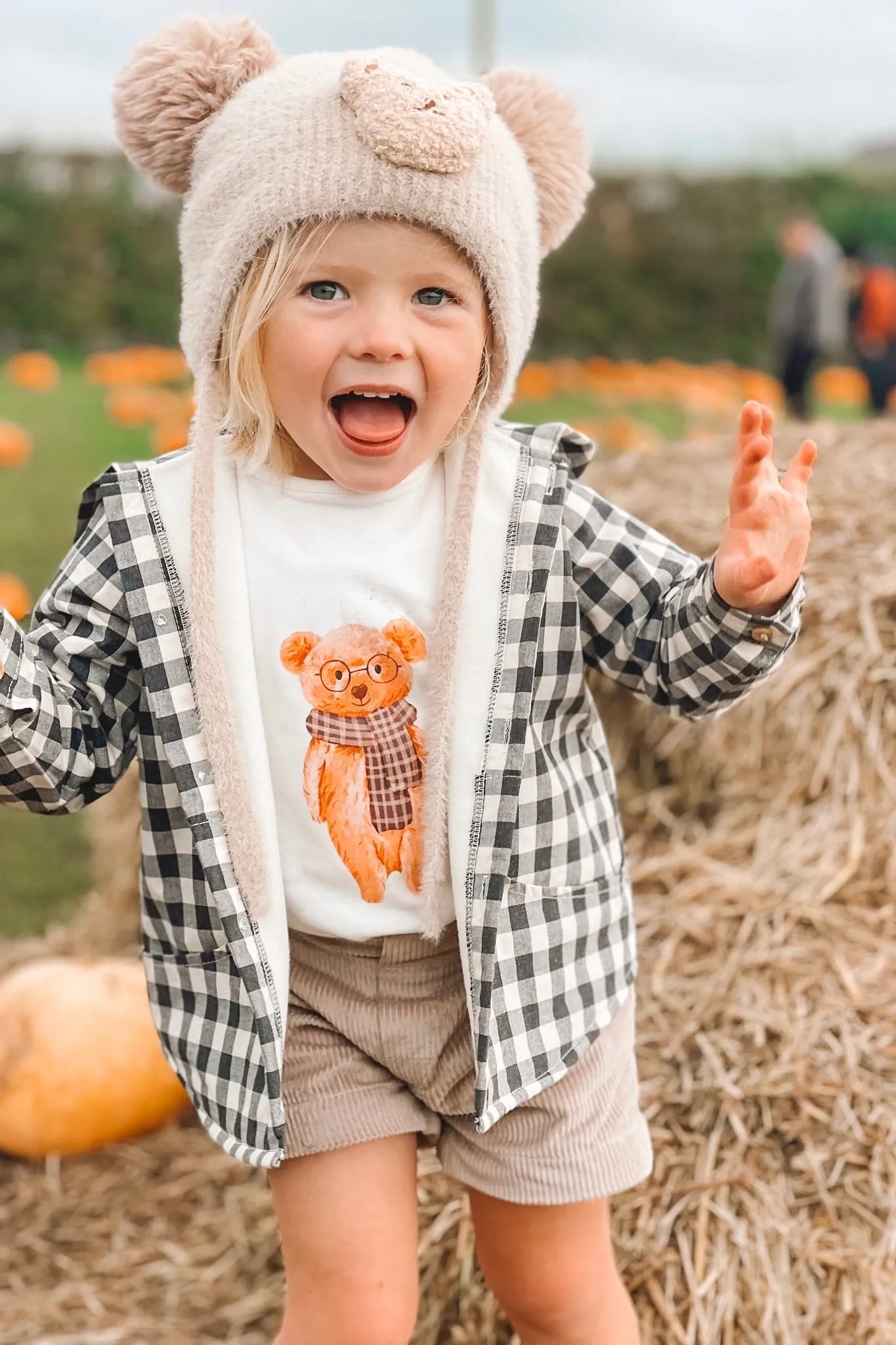 "Rufus" Black Gingham Hoodie, Teddy Top & Shorts
