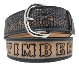 "The Diamondback" Name Leather Belt   "Quick Ship"
