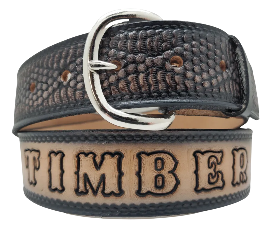 "The Diamondback" Name Leather Belt   "Quick Ship"