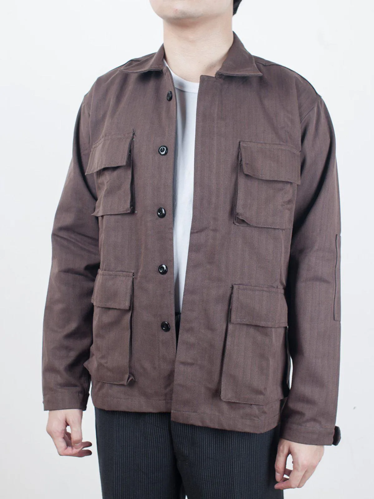 Qutn Field Jacket II Brown Herringbone