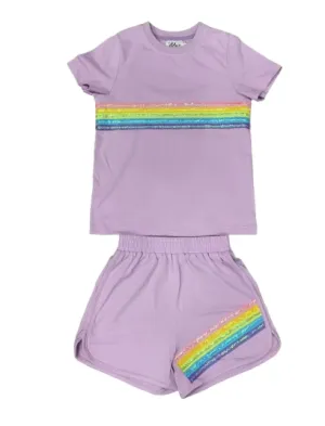 Rainbow Sequin Short Set